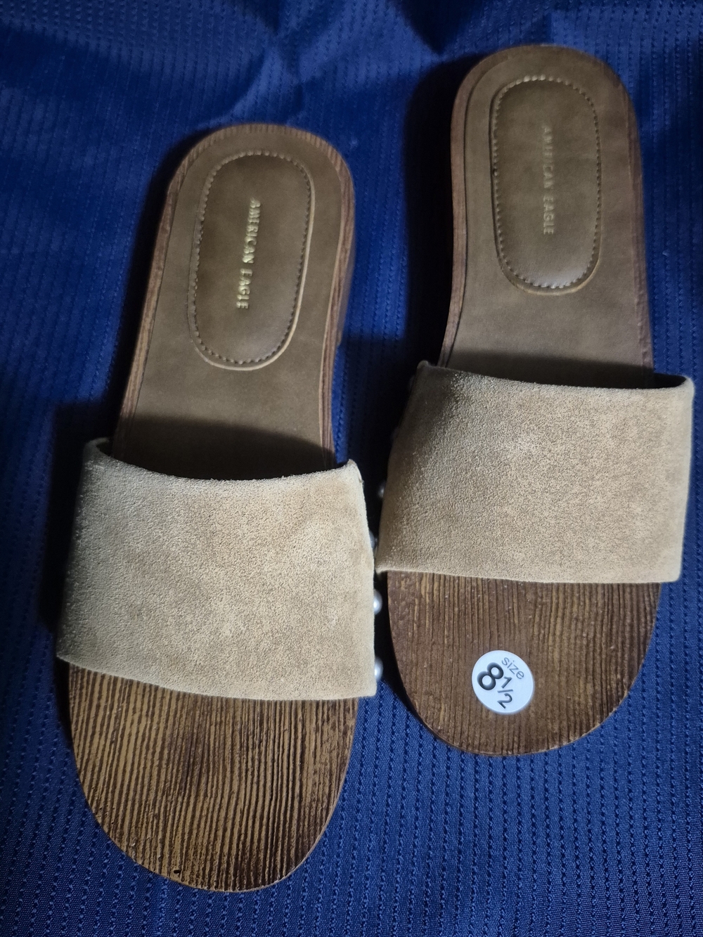 American Eagle Outfitters Women’s Suede Slide Sandals in Tan